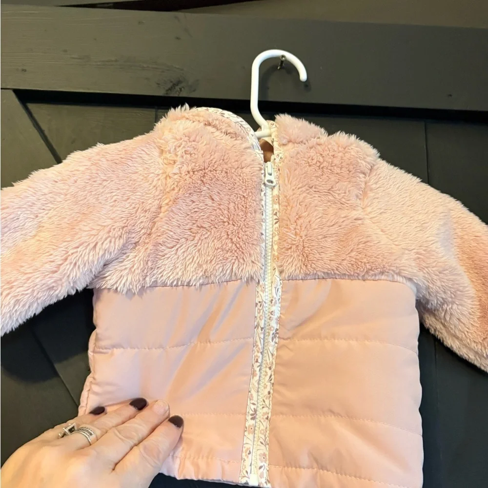 Carter's Light Pink Plush & Quilted Puffer Jacket